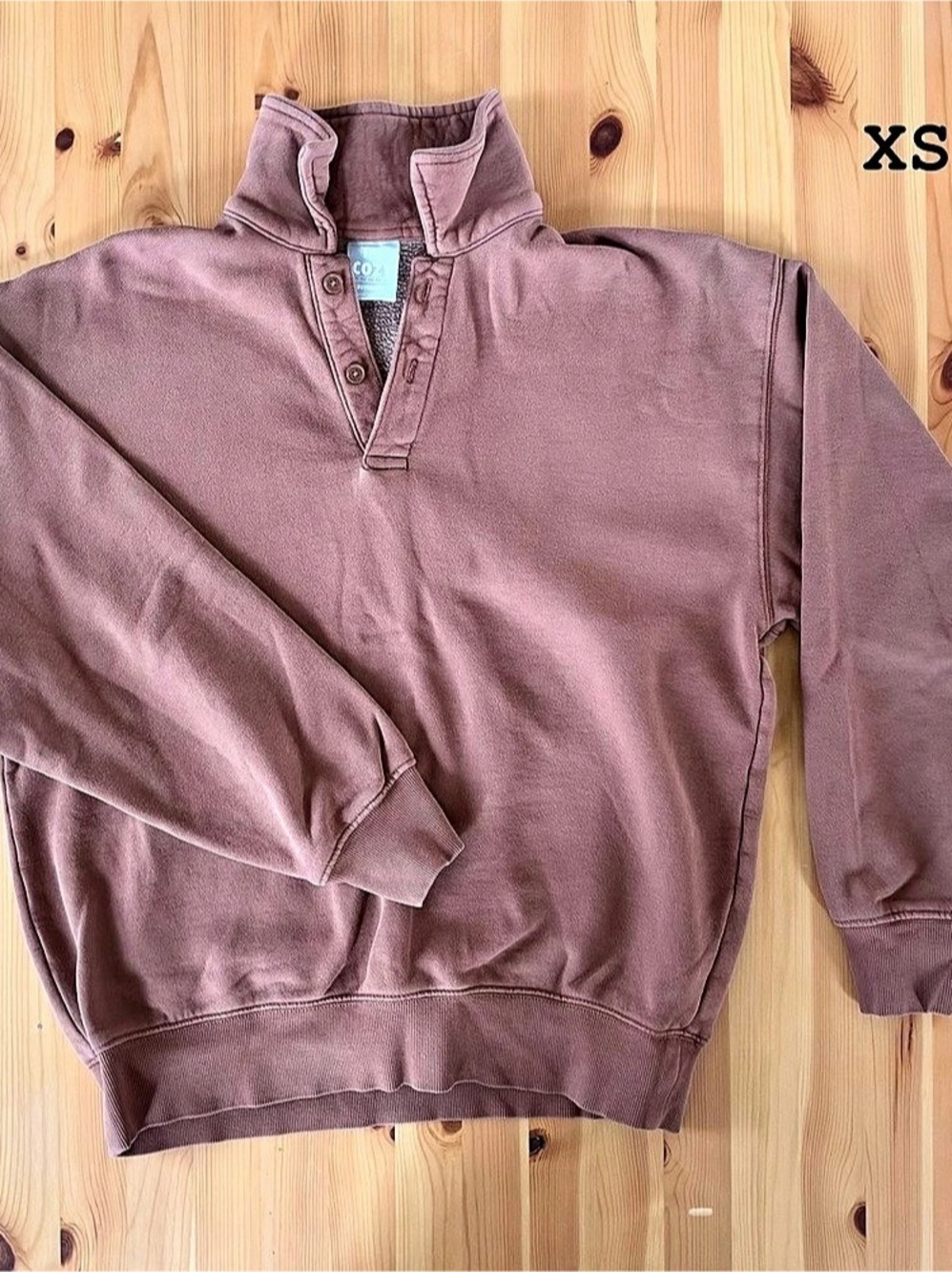 Aritzia TNA Cozy Fleece Brown Quarter Snap Pullover Sweatshirt XS